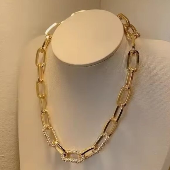 Metal Gold Plated Thick Chain Necklace Women's Internet Red Light Luxury - Picture 3 of 5